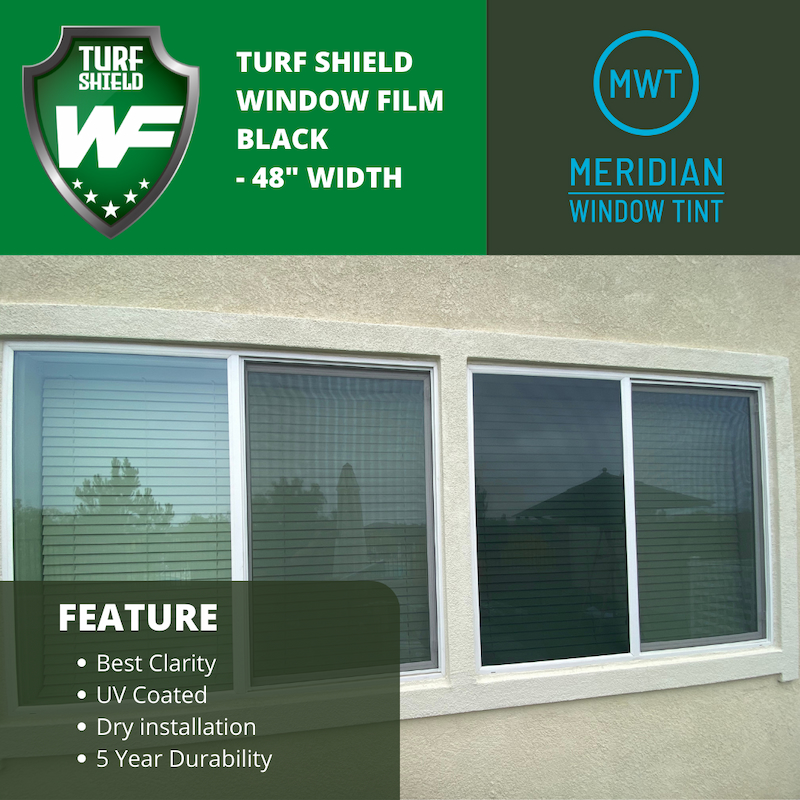 A graphic showcasing Turf Shield Black window film